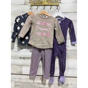 Colored Organics Peek Burt's Bees Carter's Girls 18-24M Purple Tan Floral Bundle
